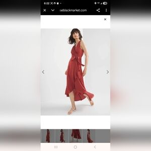 WHBM Sleeveless Satin Wrap Dress